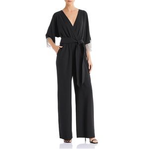 Laundry by Shelli Segal Embellished Faux-Wrap Jumpsuit Black 6 $400